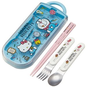 Skater 筷子、叉、匙 三件套裝盒 – Sanrio Hello Kitty & 多啦A夢  -  LeStore.HK