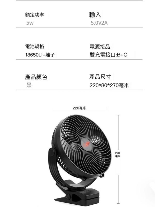 Gongtian 共田 F25 座枱式可夾兩用風扇  -  LeStore.HK 7