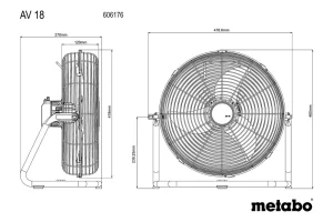 metabo 麥太保 av 18 充電式風扇 (鋰18v) 淨機